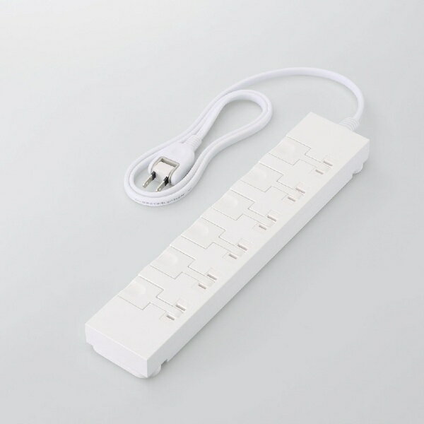 ELECOM｜エレコム 電源タップ 延長コード コンセント 1m 2P 6個口 片手で抜けるレバー付 吊り穴タグ付 ..