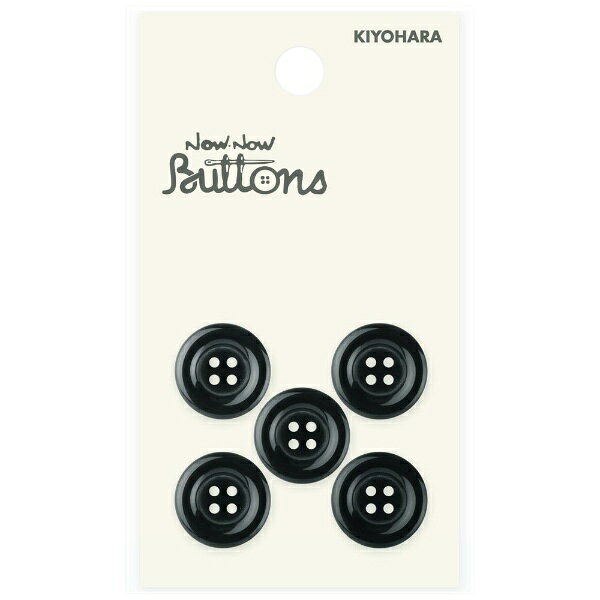 清原｜KIYOHARA ナウナウボタン カラーボタン ラウンド 4つ穴 15mm 黒 NWN2399