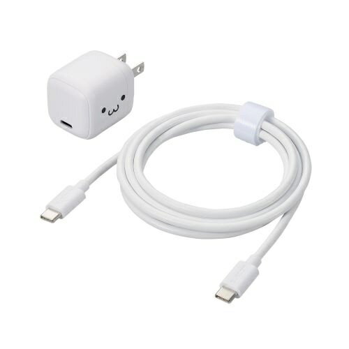 エレコム｜ELECOM USB Type-C 充電器 PD PPS 30W 1ポート Type C ケーブル 付属 1.5m 【 MacBook Air iPhone iPad Android スマホ タブレット その他機器対応 】 折りたたみプラグ しろちゃん MPA-ACCP8130WF 1