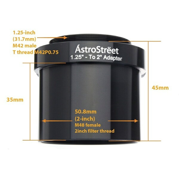 楽天ビック(ビックカメラ×楽天)のアストロストリート｜Astro Street AstroStreet T2ネジ付き 2インチ31.7mm変換アダプター｜アングル3