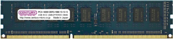 センチュリーマイクロ｜CENTURY MICRO 増設メモリ DDR3 240PIN ECC CK4GX2-D3UE1866H [DIMM DDR3 /4GB /2枚]