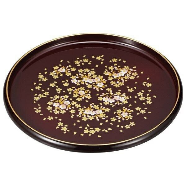 まえじゅう漆器｜MAEJYU SHIKKI 4M-131 桜づくし 10.0丸盆 溜