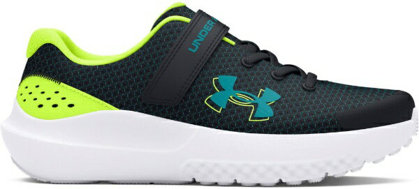 アンダーアーマー｜UNDER ARMOUR キッズ ランニングシューズ UAサージ4 AC Black High Vis Yellow Circuit Teal 3027104 [22.0cm /幅:D]