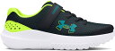 アンダーアーマー｜UNDER ARMOUR キッズ ランニングシューズ UAサージ4 AC Black High Vis Yellow Circuit Teal 3027104 [21.0cm /幅:D]