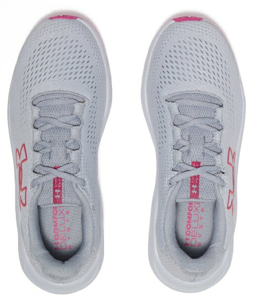 アンダーアーマー｜UNDER ARMOUR ランニングシューズ ウィメンズ UAチャージド パスート3 ビックロゴ Halo Gray×Mod Gray×Fluo Pink 3026523 