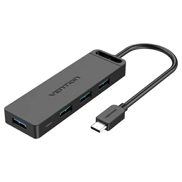 VENTION｜ベンション TG-8221 USB-C → USB-A 変換ハブ micro USBメス給電 ブラック バス＆セルフパワー /4ポート /USB3.0対応