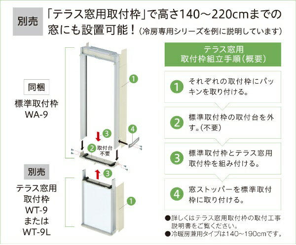 コロナ｜CORONA 冷房専用窓用エアコン テラス窓用取り付け枠(170〜220cm)　WT-9L ...