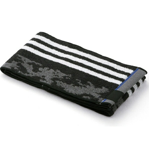 タオル美術館 adidas（アディダス）マーブルライン ポケット付マフラータオル（約12×90cm） ブラック