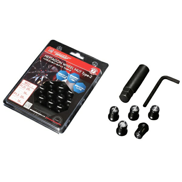 【エントリーで最大全額ポイント還元｜6/27迄】 monsterSPORT｜モンスタースポーツ ヘプタゴンホイールナット Type-2　20個セット　ブラック　M12×P1.25　スズキ他用 684520-0020BK