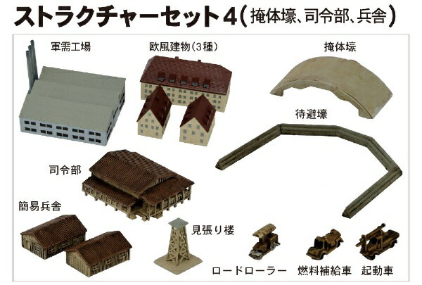 ピットロード｜PIT-ROAD 1/700 スカイウェーブシリーズ ストラクチャーセット 4（掩体壕、司令部、兵舎）