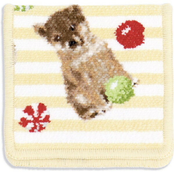 タオル美術館｜Towel Art Museum シバ犬　シェニール織ハンカチポーチ　イエロー cococi wanko