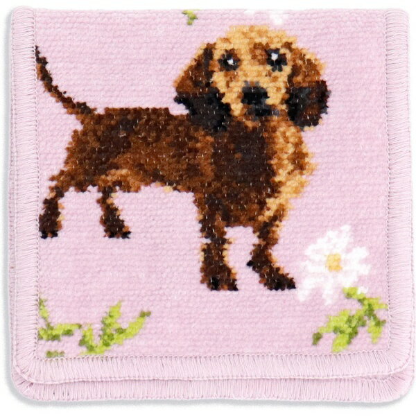 タオル美術館｜Towel Art Museum ダックス　シェニール織ハンカチポーチ　ピンク cococi wanko