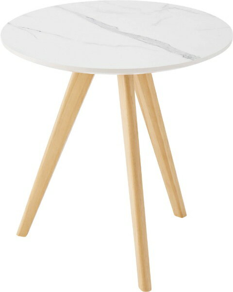 東谷｜AZUMAYA ラウンドサイドテーブル TAP-205WH (W50×D50×H50cm) ホワイト