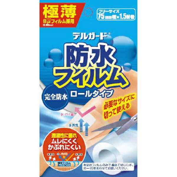 8ミクロンの極薄のフィルムが水蒸気を通して、水やばい菌をシャットアウト。患部に合わせてハサミでカットして使う。