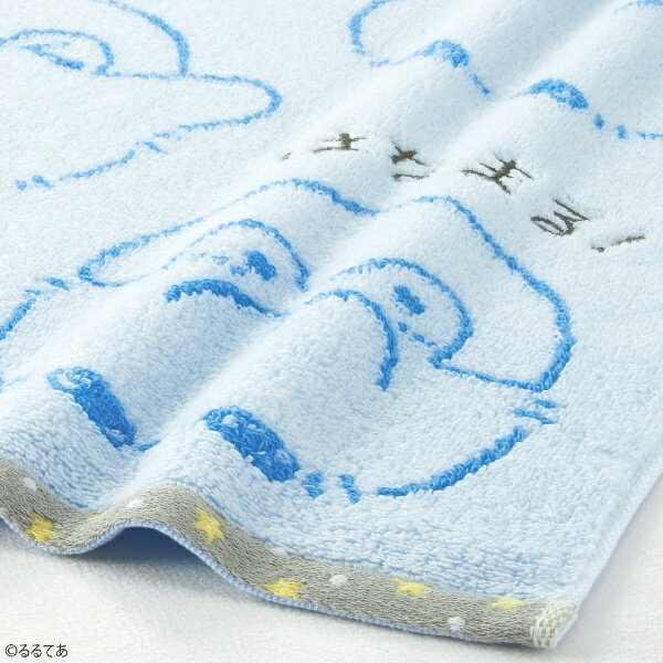 タオル美術館｜Towel Art Museum コウペンちゃん たくさんほめる ループ付きウォッシュタオル（約34×35cm） ブルー