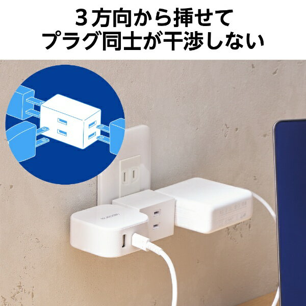 ELECOM�å��쥳�� ����å����դ�3��ʬ�ۥ��å� �ۥ磻�� T-KTR05WH