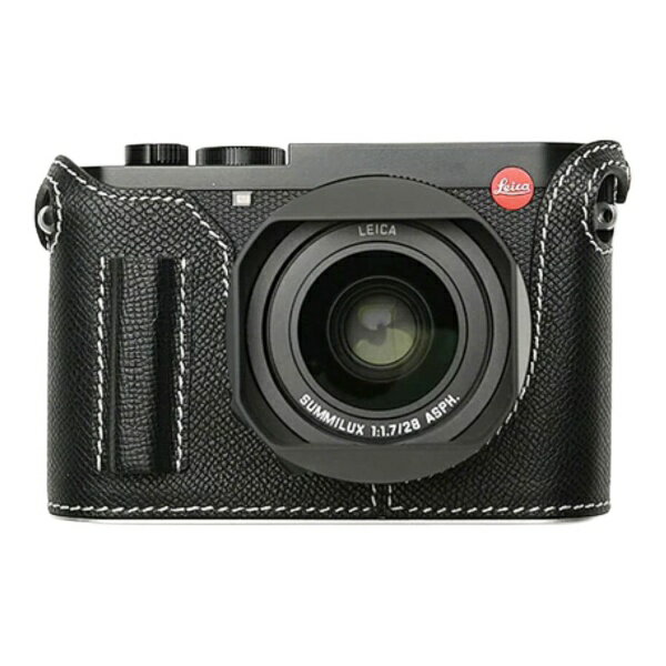 Mr.Stone｜ミスターストーン 【受注生産】Mr.Stone LEICA Q3 専用本革ボディケース グリップ付 クラシック ブラック/ホワイトステッチ