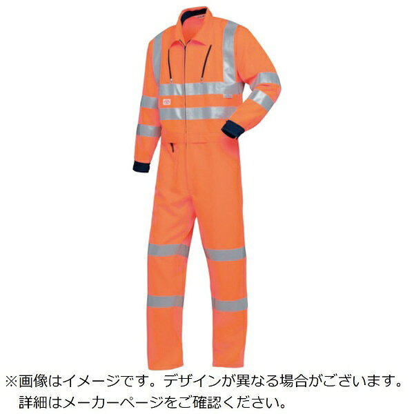 ■JIS T8127クラス3に適合した反射型腰割れ式つなぎ服です。【用途】・夜間の工事現場や飛行場の整備スタッフ、他。【仕様】・色： オレンジ・サイズ： 4L・身長（cm）： 182〜187・胸囲（cm）： 130・ウエスト（cm）： 114・肩幅（cm）： 54・股下（cm）： 82・袖丈（cm）： 64・適合身長（cm）： 182〜187・JIS T8127 クラス3適合【材質／仕上】・ポリエステル100％