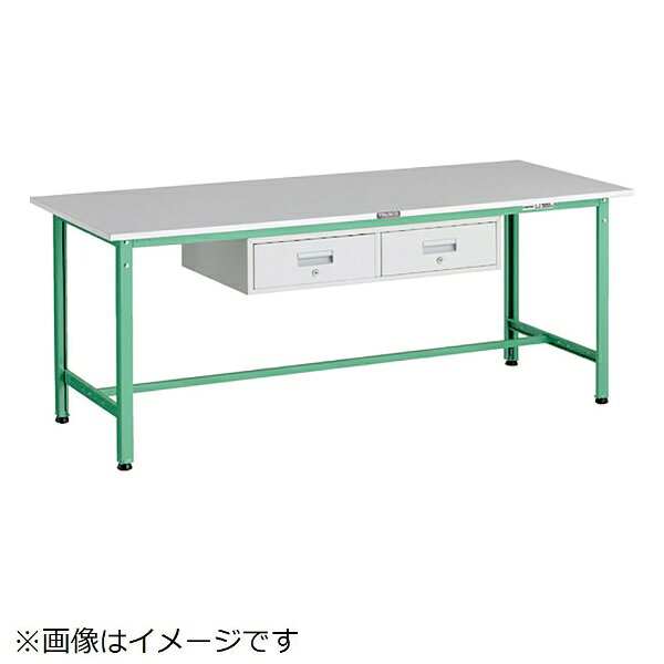 ■深めの引出しを2列設置しており、工具などの保管に大変便利です。■引出しは使い勝手に応じて使いやすい位置に取り付けできます。■主要部が溶接構造のため耐久性に優れています。■リノリューム張天板を使用し、表面は細かい凹凸があり滑りにくく適度な弾力性があり防水性・耐油性・防汚性に優れています。【仕様】・天板材質： リノリューム張・間口（mm）： 1800・奥行（mm）： 750・高さ（mm）： 740・脚部カラー： ヤンググリーン（YG）・均等荷重（kg）： 300・カタログ表記品番： RAE-1800FL2（色記号）・引出し内寸（mm）間口×奥行×深さ： 380×445×111・引出し： 2列1段 FL-2W カギあり・アジャスターねじサイズ： M16×2.0・FL−2W付・アジャスターねじサイズ： M16×2.0・アジャスター調整範囲（mm）： 20・引き出し： 2列1段　FL-2（W）【材質／仕上】・天板： リノリューム張天板・本体： スチール【セット内容／付属品】・引出し： 2列1段 FL-2W【注意】・車上渡しのため、お客様での荷降ろしが必要です。・作業台がDG色・YG色の場合、引き出しはW色になります。