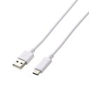 ELECOM|エレコム PS5 / PS4 用 USB A to C ケーブル USB2.0 2m 【 USB-C ポート搭載 コントローラー 外付け HDD SSD 等対応 】 転送 充電ケーブル ホワイト GM-AC20WH【PS5/PS4】