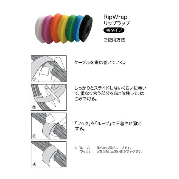 RIP-TIE｜リップタイ リップラップ切れ目入り 12.7mm×203.2mm 45本巻 黒 G-P8-045-BK