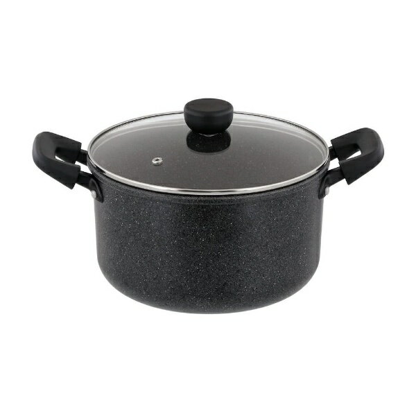 LIV PLUS｜リブプラス ライトセンス マーブル 両手鍋 22cm IH ガス火対応 ダークグレー NM-364