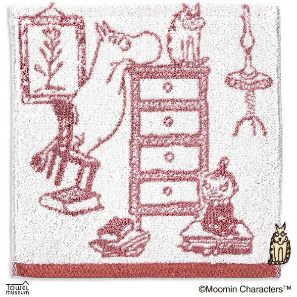 タオル美術館 MOOMIN(ムーミン)部屋の中 タオルハンカチ(約25×25cm) ピンク
