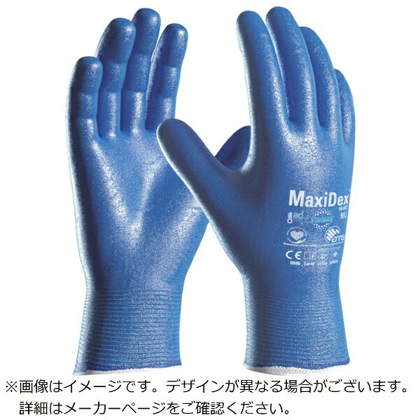 ■作業用手袋と使い捨て手袋の長所を組み合わせた世界初のハイブリッド手袋で、耐水・耐油性に優れています。■独自技術ViroSanによって、手袋に抗ウイルス効果があるコーティングが施されています。■AD-APTテクノロジーが天然の冷却成分を放出することにより温度と湿度を抑えます。■袖部が手首にしっかりフィットすることで指先のズレを防ぎ、作業性を高めます。■国際NPOスキン・ヘルス・アライアンスによって皮膚科学的に安全と認証されている手肌にやさしい手袋です。■洗浄してから包装しているのでより清潔な手袋をお使い頂けます。【用途】・ドライ環境における作業と、油・水などを取り扱うウェット環境における作業に。【仕様】・色： ブルー・サイズ： L・全長（cm）： 23.0・手のひら周り（cm）： 20.8・中指長さ（cm）： 8.0・厚さ（mm）： 0.7・EN388 2016規格： 3111A・EN388： 2016 3111A・EN374-5： 2016 耐微生物防護・ISO 21702： 2019 抗ウイルス効果・タッチスクリーン対応・フルコーティング・スキン・ヘルス・アライアンス認証・REACH準拠【材質／仕上】・表： ニトリルゴム・裏： ナイロン