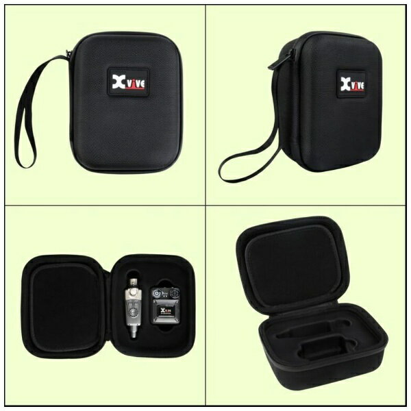 CU シリーズハードケースは耐衝撃性、防滴性、防塵性に優れたXviveワイヤレス システム専用のハードシェルケースです。超硬質 EVA素材の外側を高密度のオックスフォード生地で覆った構造になっており、衝撃、水滴などからワイヤレスシステムを守ります。ケース内部はXvive ワイヤレス システム各機種にフィットする専用設計なので中でガタガタと動くことがなく、傷がつく心配もなく安心して持ち運びでき、USB充電ケーブルを収納できるジッパー付きのメッシュポケットもついており、より安全にそしてとても手軽に持ち歩くことができます。Xvive U4 IN-EAR MONITOR WIRELESS専用 ハードシェルケースサイズ：16(H)×13(W)×7.5(D)cm重さ：約216g