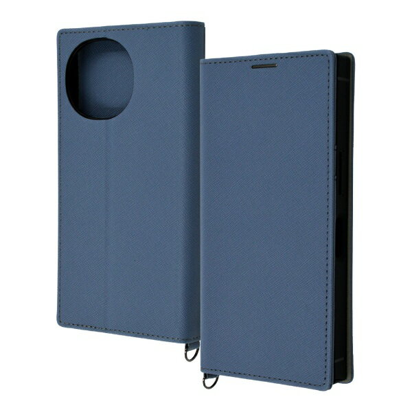 イングレム｜Ingrem AQUOS R9 耐衝撃 手帳型レザーケース KAKU Durable/ ブルー/ライトグレー IN-AQFS2TBC9/AGR