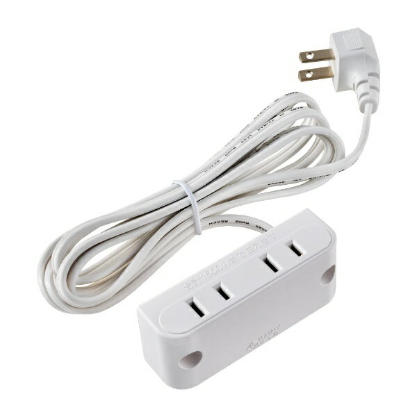 ELPA｜エルパ 家具用コンセント2個口　L型プラグ　2m FO-22(W)