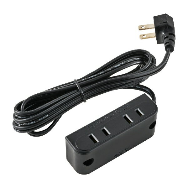 ELPA｜エルパ 家具用コンセント2個口　L型プラグ　2m FO-22(BK)