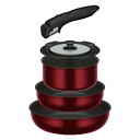 サーモス|THERMOS 取っ手のとれるフライパン5点セットDA ディープレッド KSD-5A-DR