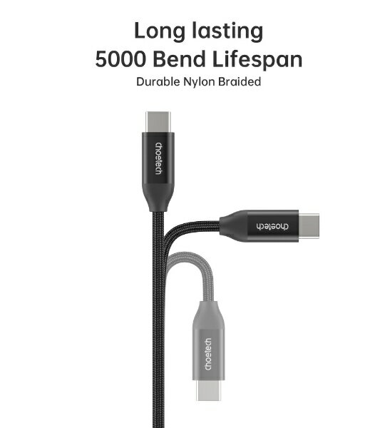 CHOETECH｜チョエテック USB-C ⇔ USB-Cケーブル [充電 /転送 /2m /USB Power Delivery /240W /USB2.0] ブラック XCC-1036