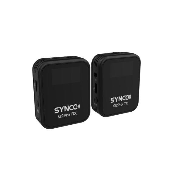 ■迅速に自動接続 & 安定送信SYNCO G2 は電源入れると、送信機と受信機が自動的にペアリングされ、複雑な操作が要らず、ストレスなく使えるワイヤレスマイクです。バージョンアップした Syncoder アルゴリズム技術により、SYNCO G2 マイクロホンは、従来よりも一眼レフカメラ、ミラーレス、iPhone/Android スマホ、パソコンやアクションカメラに、安定して歪みのない音声を出力可能で、さらに最大 150m までクリアに伝送することができます。G2A1Pro は受信機と送信機が各1台、最大24時間使用が可能になる充電ケース付属モデルです。■鮮明で分かりやすい TFT ディスプレイG2 の送 ? 受信機では、明るくて高いコントラスト比の TFT ディスプレイ採用により、様々な照明環境下で、直感的にバッテリーの状態、ペアリング状況、ボリューム等を確認できます。■Type-C デジタル出力可能3.5mmTRS 出力だけではなく、デジタル出力または充電として受信機に Type-C ポートを備えています。Type-C 接続が可能なスマートフォン、パソコンやアクションカメラであれば直接に接続する事が可能です。■ノイズキャンセリング機能 & ミュート機能ワンタッチでノイズキャンセリングができ、従来のローカット機能と比べて風切り音、エアコン、交通騒音などのノイズがより有効に軽減でき、カメラやスマートフォンでクリア且つ歪みがない音を拾えます。また操作が簡単なミュート機能により、動画撮影時にマイク録音の ON・OFF を迅速に選択可能です。■リアルタイム音声モニタリング＆ボリューム調節受信機には 3.5mm モニタリングジャックが搭載されており、録音状態をリアルタイムにモニタリング可能です。また操作が簡単なミュート機能により、動画撮影時でもマイク録音の一時停止が可能で、機材の再起動が不要です。■コンパクトなデザイン＆長時間稼働受信機送信機それぞれ重量 39g、52x42x17mm のミニサイズなので、送信機を TRS マイク入力として使えたり、付属の外部ピンマイクを簡単に使用したりすることもできます。Pro モデルには充電および収納ボックスが付属しています。ボックスに収納するだけで充電でき、1回の充電で最大 8 時間使用でき、最大で合計24時間の使用が可能です。※スマホによっては付属のUSB-C to Cケーブルで認識しない場合があります。その場合はUSB-C to 3.5mm変換（別売り）を使用してください。