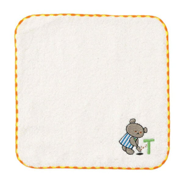 ウェーブ イニシャルタオルハンカチ_T コグマチャン L-230201