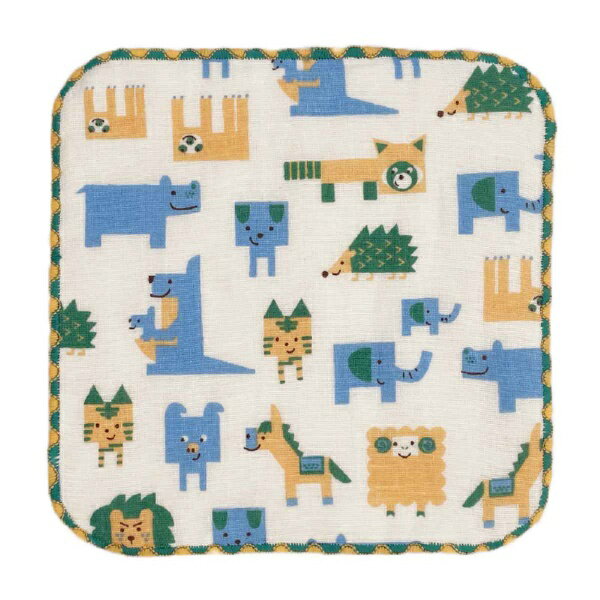 ウェーブ ミニハンカチ ブロックアニマル_サックス SX L-230704