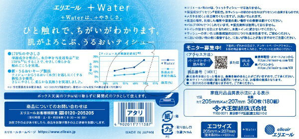 大王製紙｜Daio Paper 【elleair（エリエール）】 プラスウォーター 180×5P 360枚入〔ティッシュペーパー〕