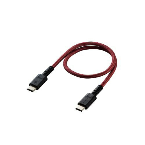 ELECOM｜エレコム タイプC ケーブル USB Type-C to Type-C 0.3m PD 60W 急速充電 断線に強い 高耐久 ナイロンメッシュ 【 iPhone MacBook iPad 等 Type C 機器対応 】 転送 充電ケーブル レッド MPA-XCCS03PNRD