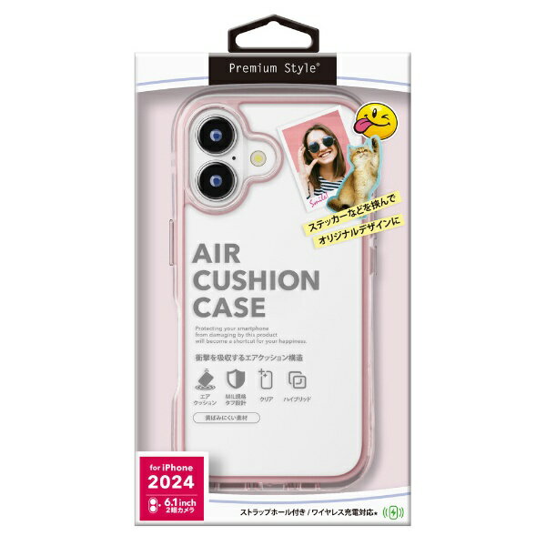 PGA｜ピージーエー iPhone 16（6.1インチ）エアクッションケース Premium Style サクラ PG-24APTA03PK