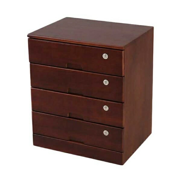 オスマック｜OSMAC リビング チェスト キャスター付き 4段 全段カギ付き ブラウン TIK-464