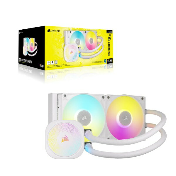 CORSAIR｜コルセア 水冷CPUクーラー 120mmファンx2 [LGA1851/1700・AM5/AM4] iCUE LINK TITAN 240 RX RGB White ホワイト CW-9061020-WW