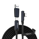 SYNTECH Meta Quest 3S対応 / PICO 4 Ultra対応 / Meta Quest 3対応 Syntech Linkケーブル 2in1 接続ケーブル 5mリンクケーブル 使用時充電可能 ブラック C100-B