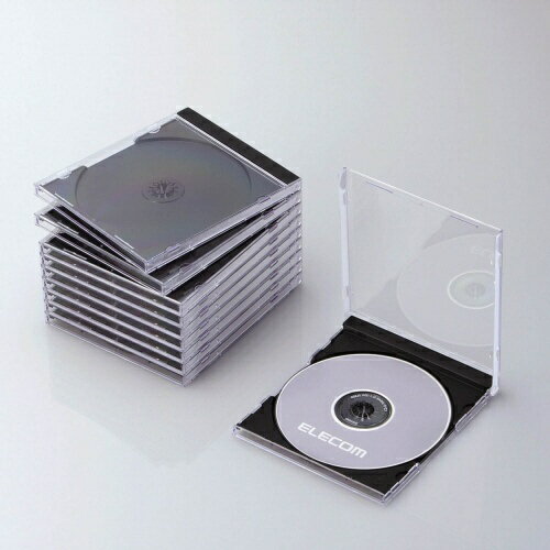エレコム｜ELECOM Blu-ray/DVD/CD対応ケース 1枚収納×10 ブラック CCD-JSCN10BK[CCDJSCN10BK]