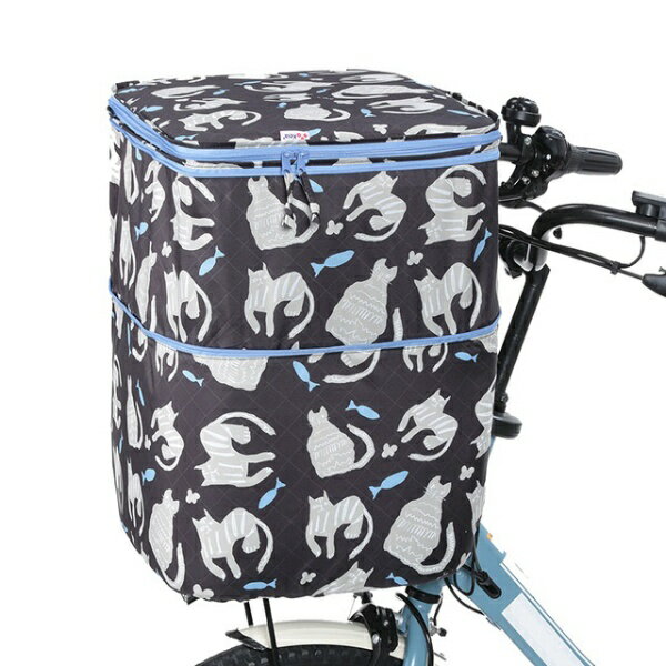 カワスミ｜Kawasumi 2段式前カゴカバー ネコ柄シリーズ フィッシュキャット CAT-101A