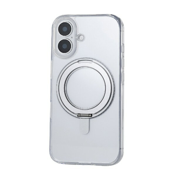 ELECOM｜エレコム iPhone 16（6.1インチ）ハイブリッドケース MAGKEEP スタンド シルバー PMA24AMAGSTGY