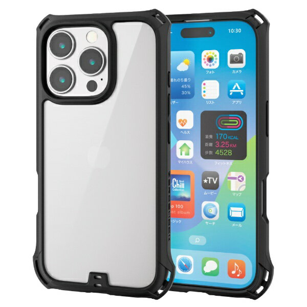 ELECOM｜エレコム iPhone 16 Pro（6.3インチ） ZEROSHOCK フレームカラー ブラック PMA24CZEROFCBK