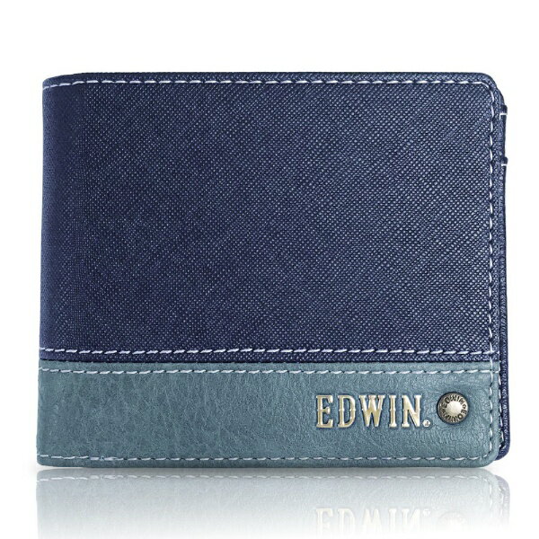 ファインプラス｜FINE PLUS 切替合皮 二つ折財布 EDWIN NAVY 22269257
