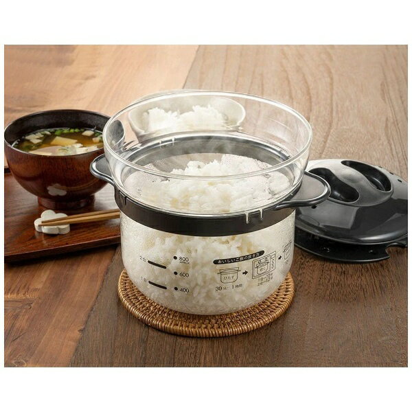 ハリオ｜HARIO ガラスのレンジご飯釜 1〜2合 ブラック XRCN-2-B