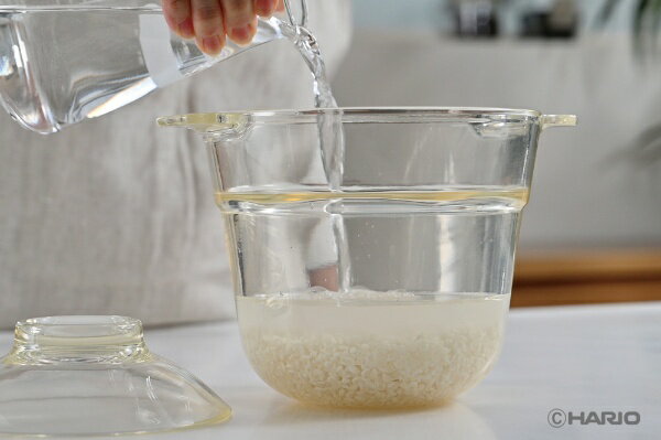 ハリオ｜HARIO 「中身が見える」耐熱ガラス製 電子レンジ用炊飯器 XRCPN-1